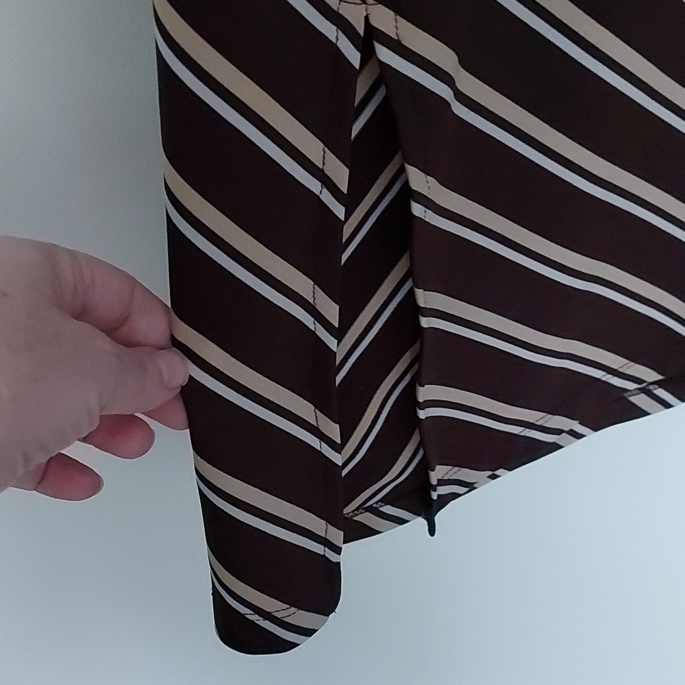RW&CO 90s/Y2K Midi Bodycon Dress Vneck with Diagonal Stripes, Side Slits. - Picture 6 of 6
